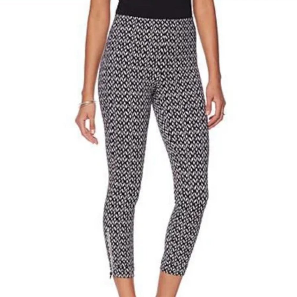 Lysse Cropped Stretch Denim Legging - Black & White Ikat